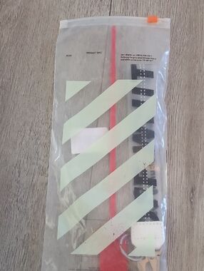 Off-White Transparent Diagonal Stripe Key Ring with Red Zip Tie Virgil